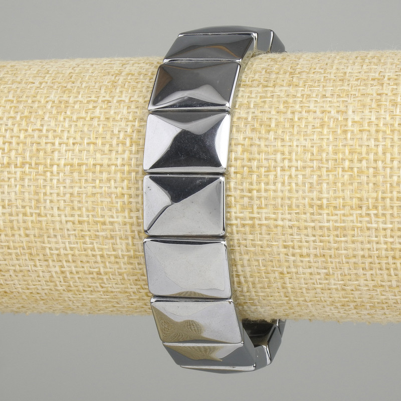 Terahertz Bead-Pattern Bracelet with Faceted Links, 16x12mm, Stretch, 18cm