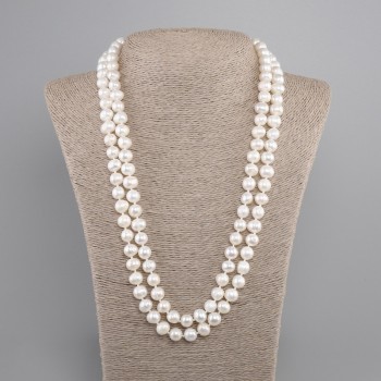Long Necklace of River Pearls, Oval Freshwater Pearls, diameter 8-10, 5x8, 5-9, 5mm+-, length 120cm+-