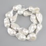 Baroque pearls with a petrol tint on a thread 40 cm length 27-29, 5×15-15, 5 mm ±