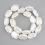 Baroque Pearls with a Petrol tint, flat 18–21×14–15 mm +-, length 37 cm +