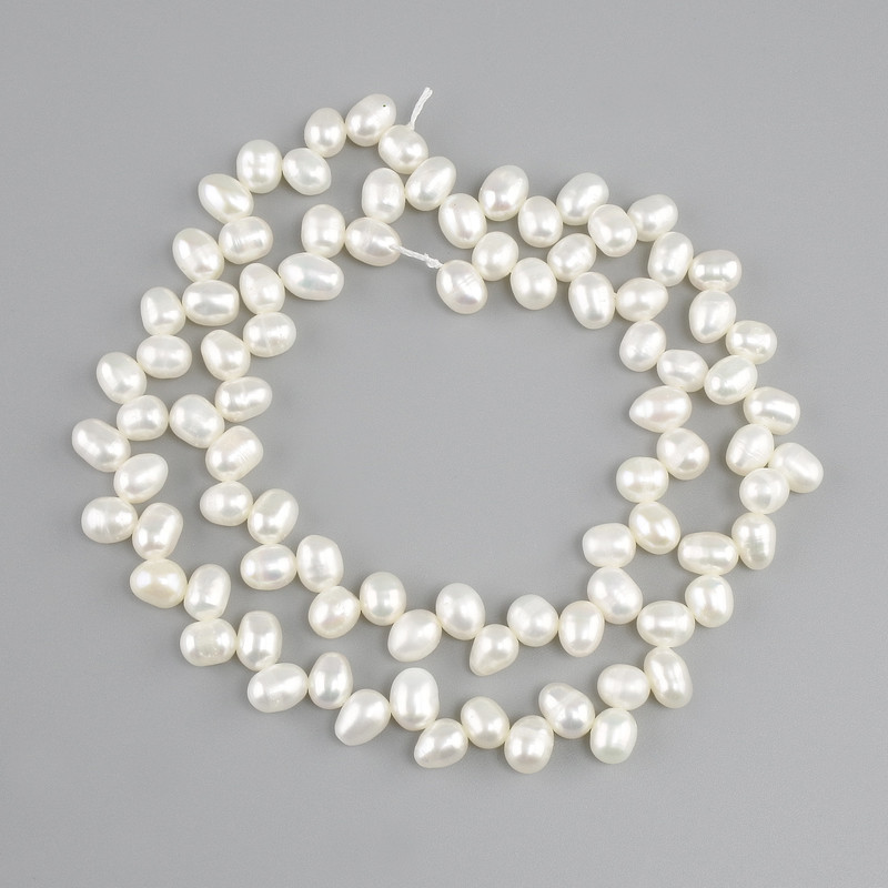 Freshwater pearl beads oval “Butterfly” 38 cm long on a thread