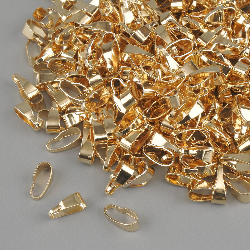 Pendant Bail for Pendant Bails, diameter 3mm±, length 7mm±, gold-tone metal, finish 18g