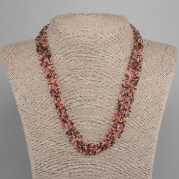 Eight-Strand Tourmaline Faceted Bead Necklace, 2mm ±, 50cm ±, Magnetic Clasp