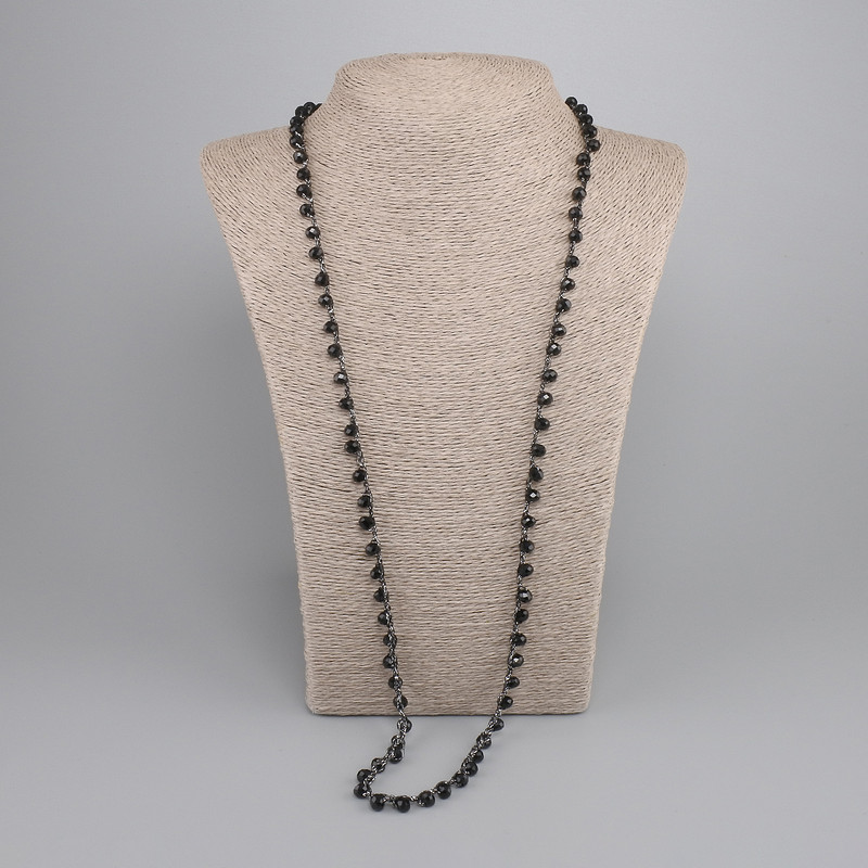 Beads Czech Crystal Faceted Rondelle 6x5mm +/-, length 78cm + 5cm extender chain