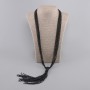 Multi-strand necklace swag (8 threads) black agate faceted bead 2mm+-, length 77cm+-, pendant length 18cm+-