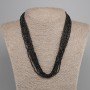 Multi-strand pendant necklace (8 strings) black agate faceted beads 2mm±, length 49cm±, magnetic clasp