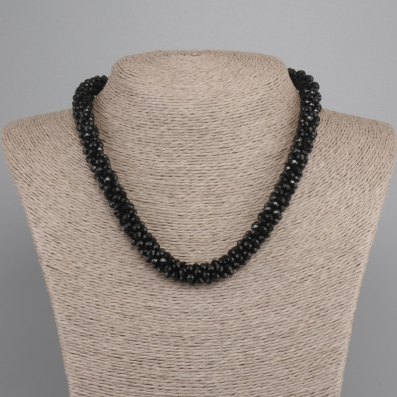 Necklace Strand with Czech Crystal, faceted rondelle 3.5×4 mm ±, length 45 cm ±, magnetic clasp