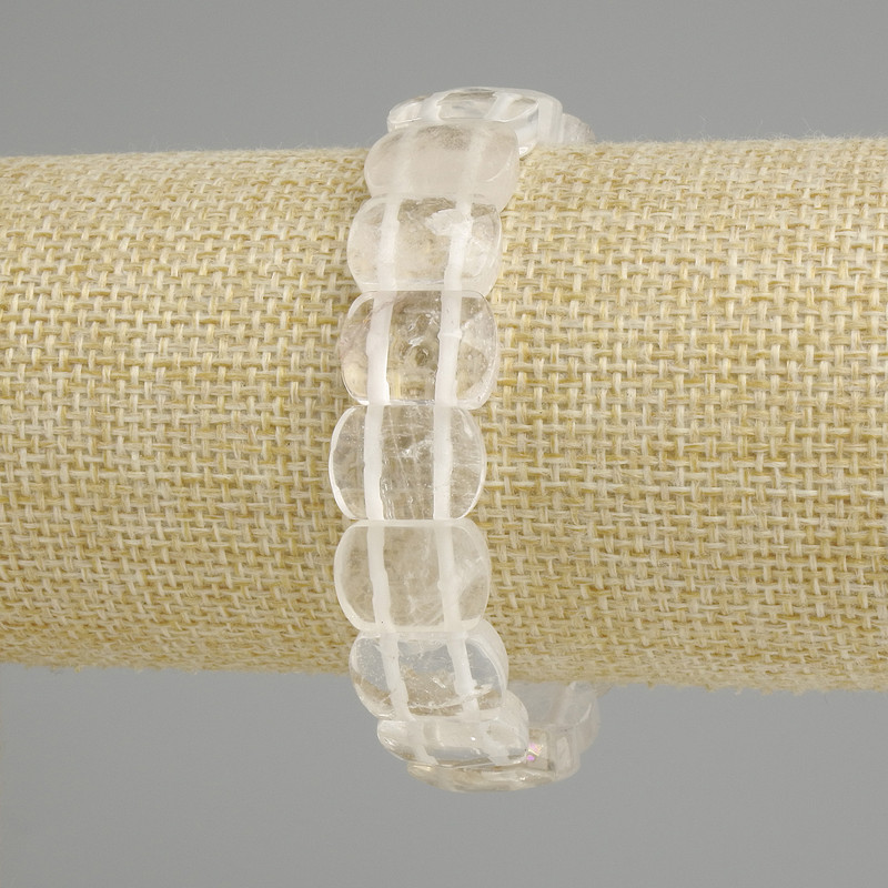 Bracelet Mountain Crystal Faceted Link, diameter 14×10mm±, length 18cm (stretch)