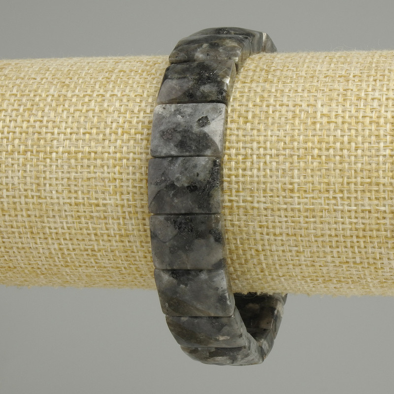 Bracelet Labradorite rectangular faceted links, 15x10 mm, 5-11 mm ±, length 18 cm (stretch)