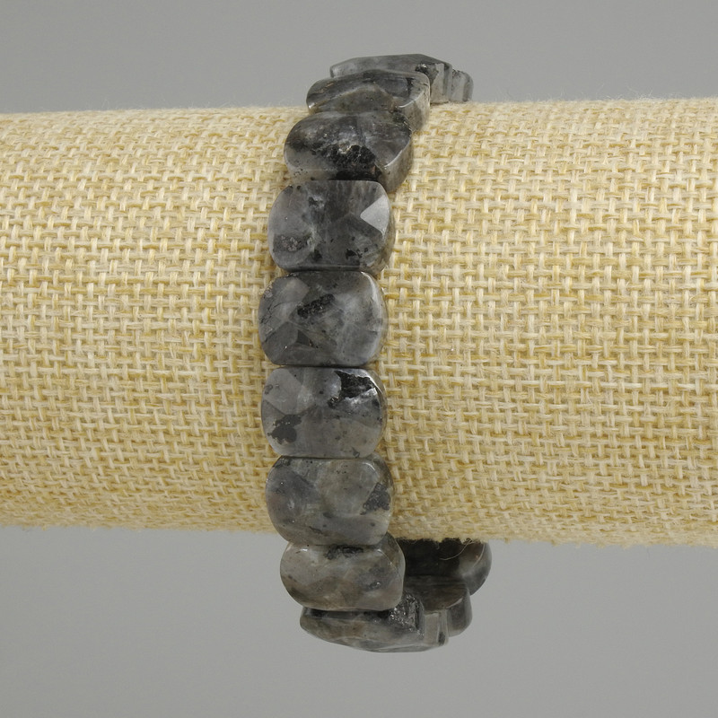 Larvikite Beaded Faceted Bracelet, 14×10 mm stones, 18 cm length (stretch)