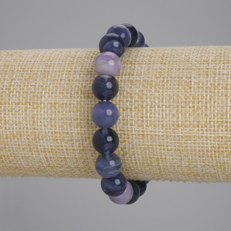 Fluorite Smooth Bead Bracelet, 9mm diameter ±, 18cm length (stretch)