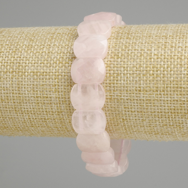 Bracelet Rose Quartz Faceted Link, diameter 15x11mm, length 18cm (stretch)