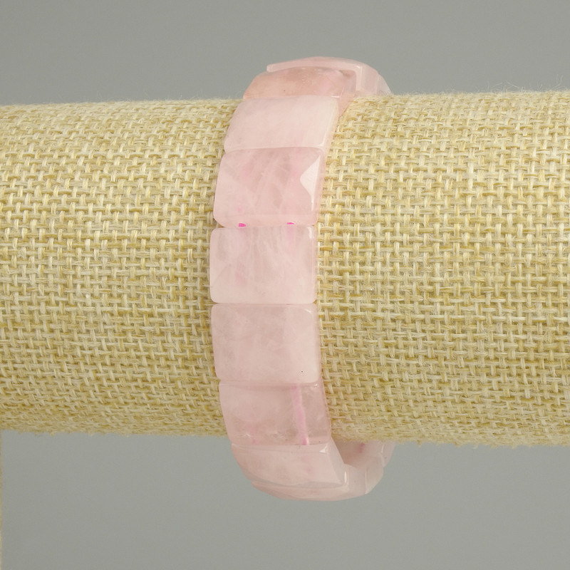 Bracelet Rose Quartz Faceted Link, 15×11mm diameter +-, stretch 18cm