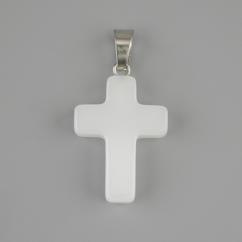Pendant Cross White Quartz 25×18mm±, length 35mm±