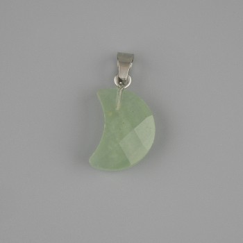 Faceted Crescent Pendant Made of Nephrite 19×12mm ±, length 25mm ±