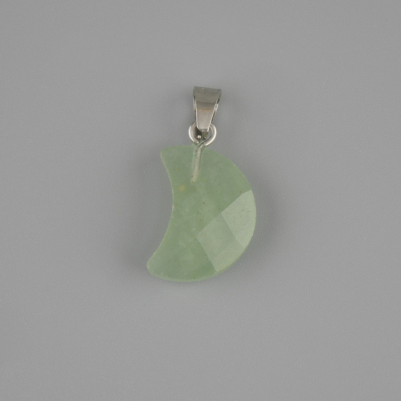 Faceted Crescent Pendant Made of Nephrite 19×12mm ±, length 25mm ±