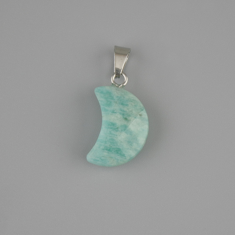 Faceted Ammonite Half Moon Pendant Amazonite 19x12mm±, length 25mm±