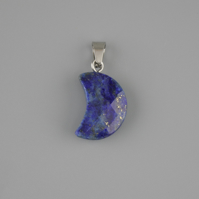  Faceted Crescent Pendant Lazurite 19×12mm ±, length 25mm ±
