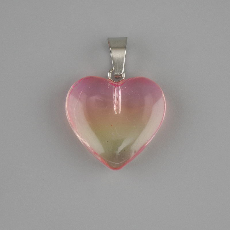 Heart Pendant with Tinted Quartz 20×20mm, length 30mm