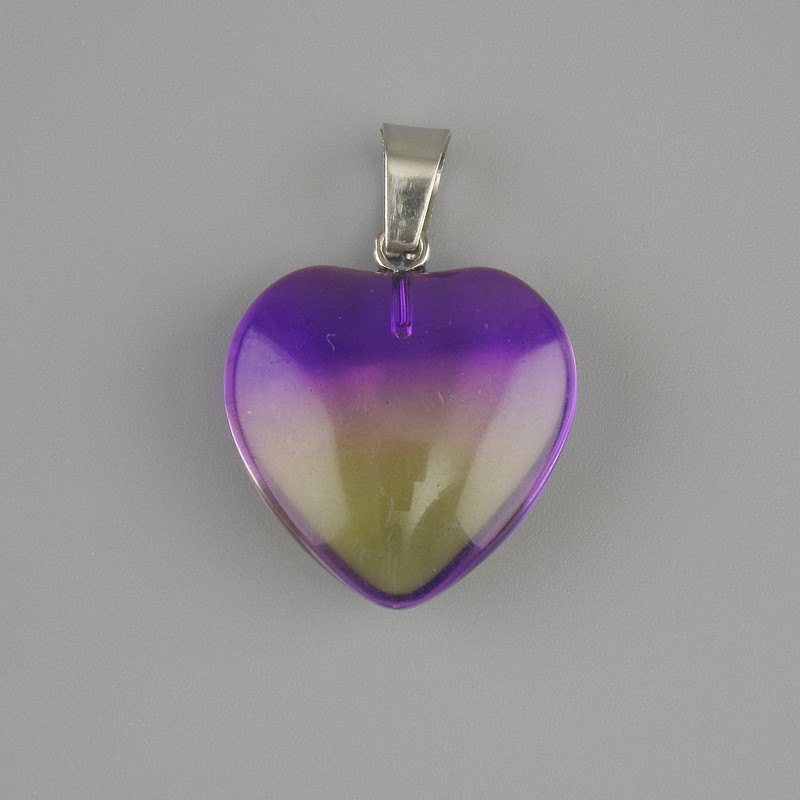 Pendant Heart Toned Quartz 20x20mm±, length 30mm±