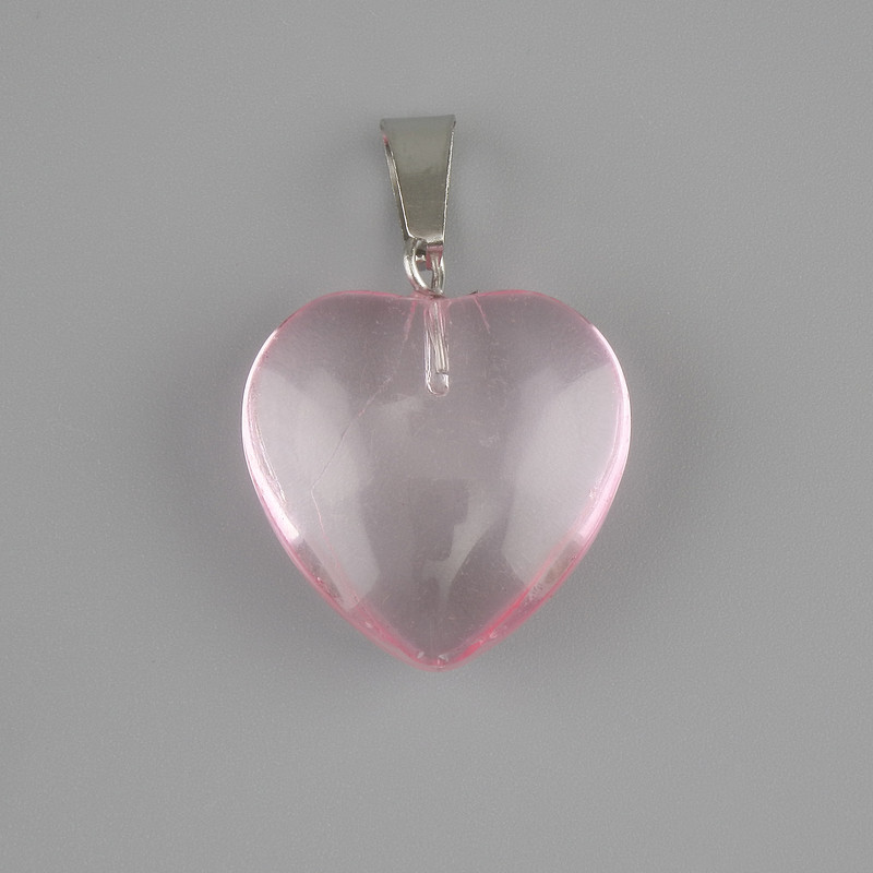 Pendant Heart-Tinted Quartz 20x20mm ±, length 30mm ±