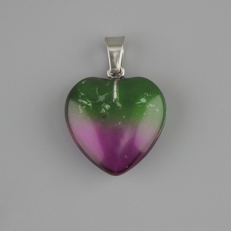 Heart Pendant with Tinted Quartz 20×20mm±, length 30mm±