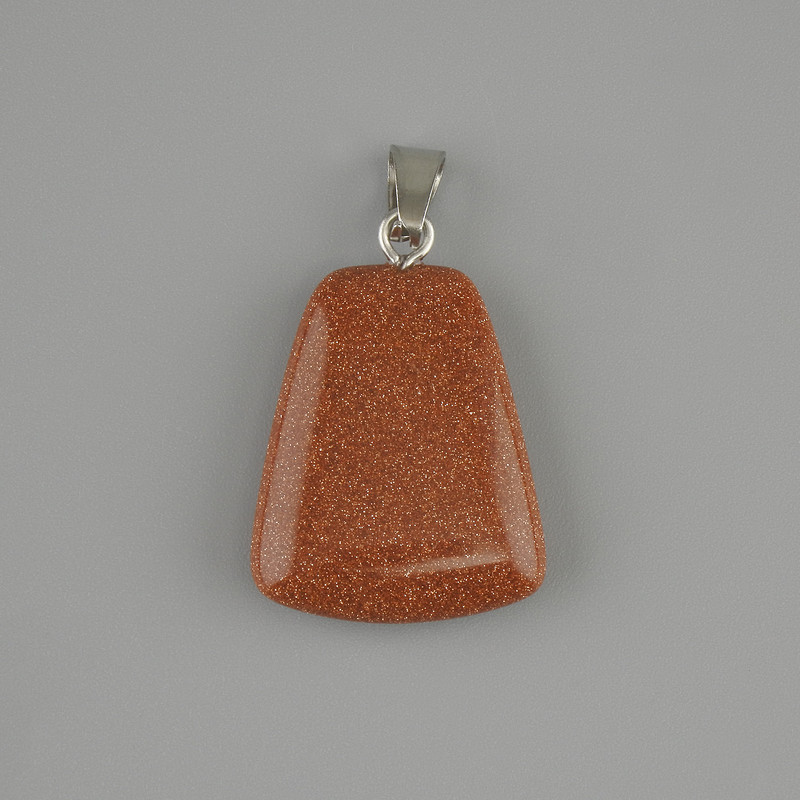Pendant Aventurine Golden Sand Trapezoid 17x21mm±, chain length 30mm±
