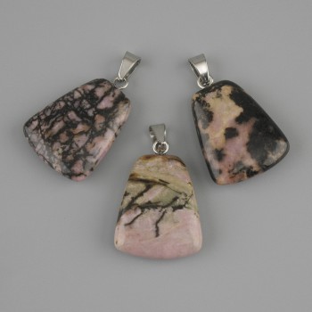 Pendant Rhodonite Trapezoid 17×21mm±, length 30mm±