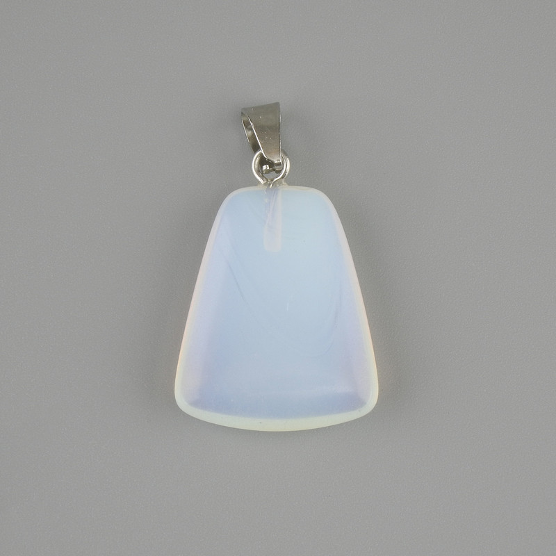 Moonstone Opalite Teardrop Pendant 17x21mm +/-, chain length ~30mm