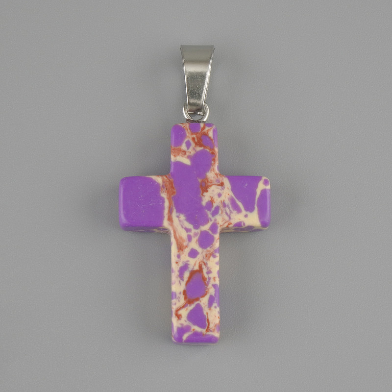 Pendant Cross Variscite Purple 25x18mm+-, length 36mm+-