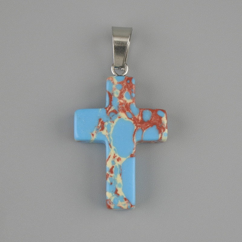 Pendant Cross Variscite Blue 25×18mm±, length 36mm±