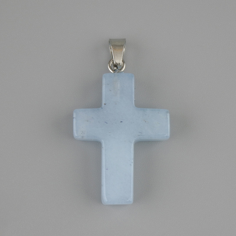 Pendant Cross Aquamarine 25x18mm, length 36mm