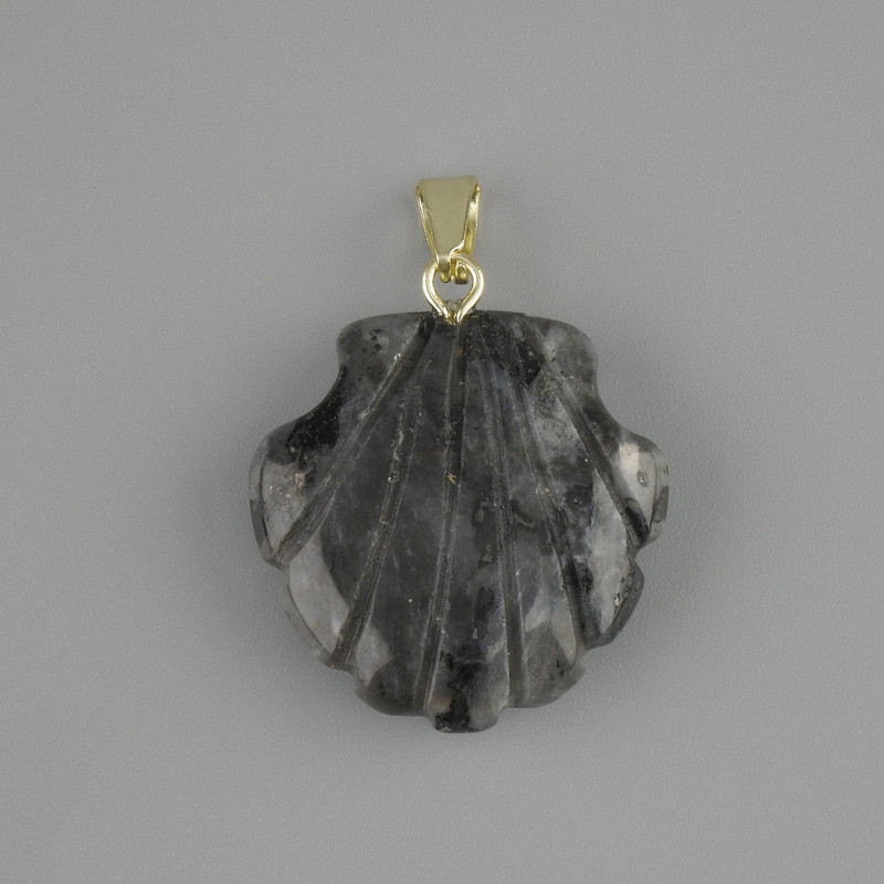 Pendant Shell Labradorite 22×22×mm+-, length 30mm+