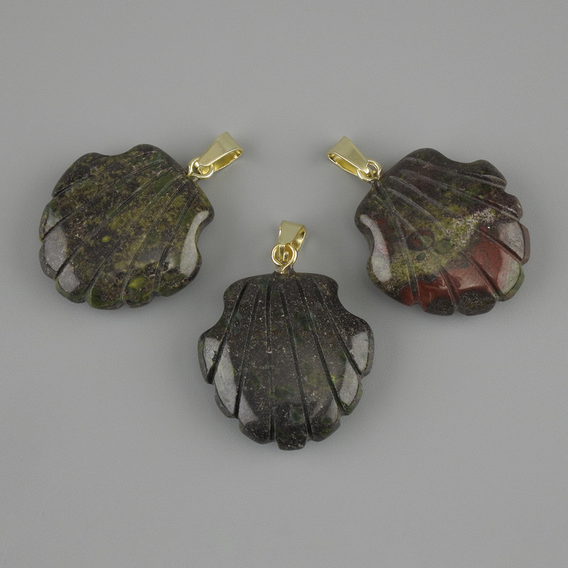 Pendant Shell Jasper Dragon's Blood 22×22 mm ±, length 30 mm ±