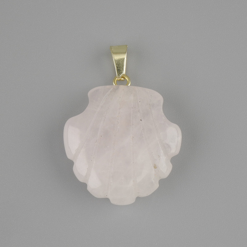 Shell Pendant Rose Quartz 22×22 mm, length 30 mm