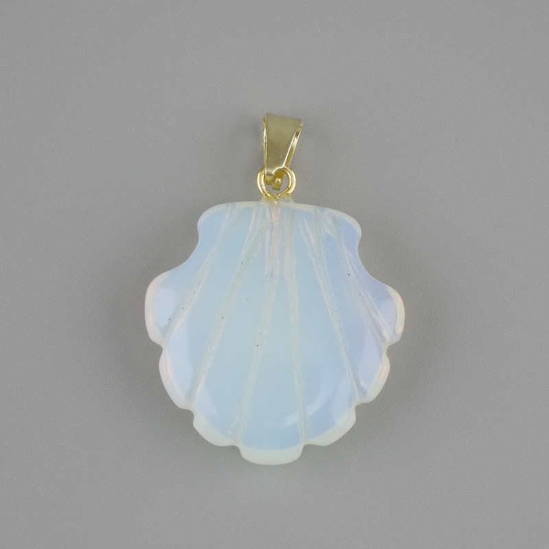 Shell Pendant Moonstone Opalite 22×22×mm+-, length 30mm+-