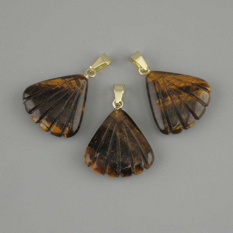 Shell Pendant Tiger's Eye 20×20 mm, length 28 mm