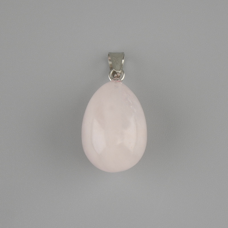 Drop Pendant in Pink Quartz 18x13mm+-, length 26mm+