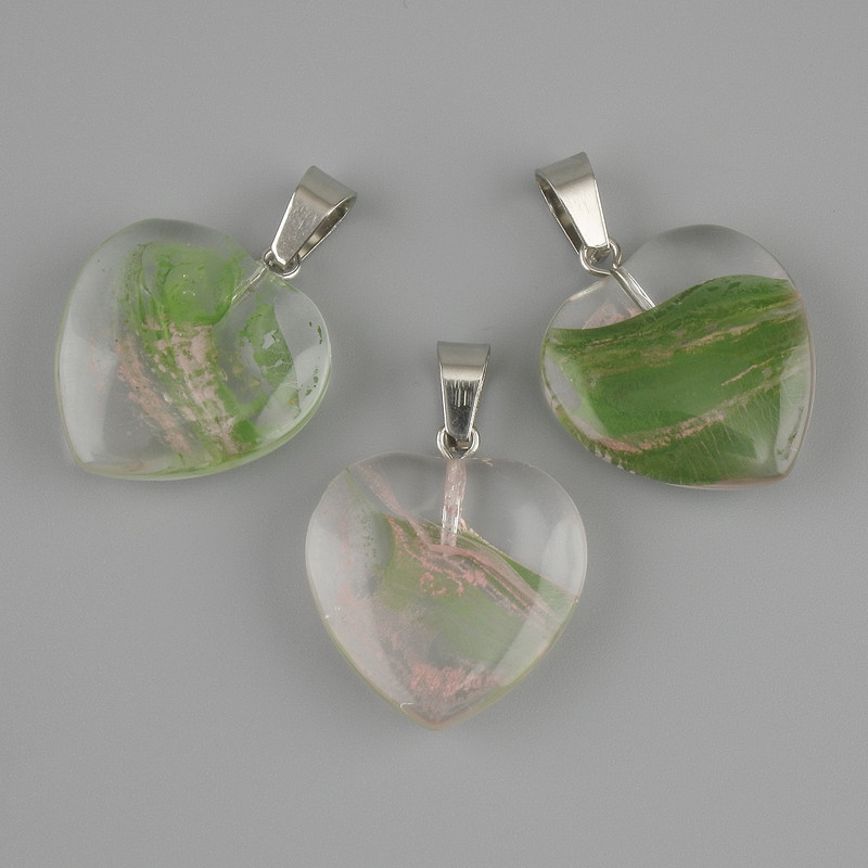 Pendant Heart (clear resin) 21x21x30mm+