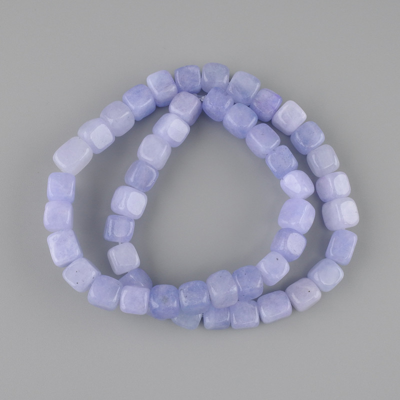 Aquamarine Beads Cube 7–8x7–8 mm, on thread 37 cm ±