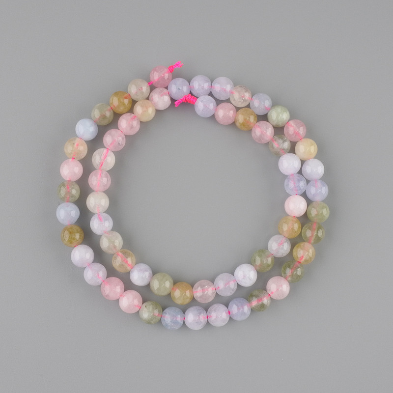 Morganite Beads Smooth Round 6.5mm +-, on Thread length 38cm+-