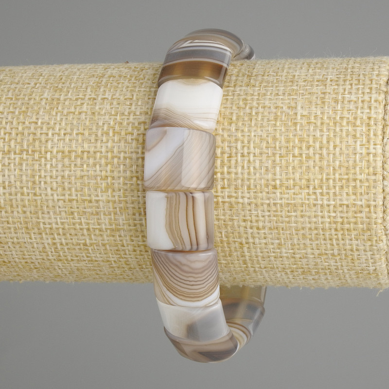 Agate Bead Bracelet smooth link, diameter 15×12-13mm±, length 18cm± stretch