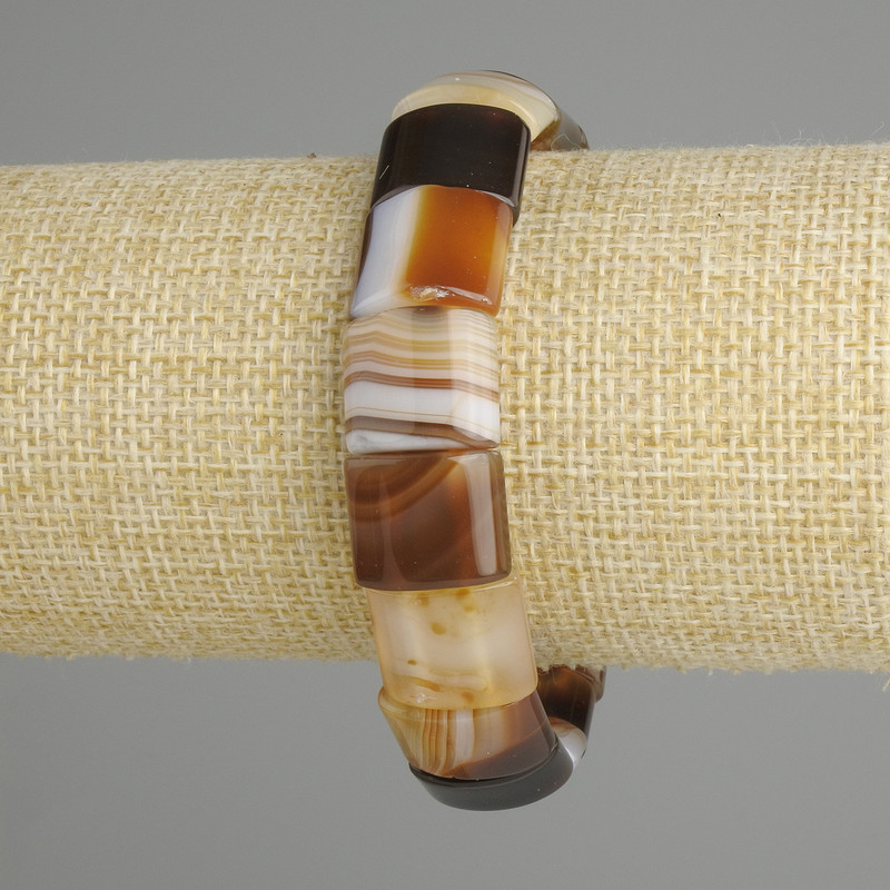 Agate Bracelet with Smooth Links, diameter 15×12, 5-13mm±, length 18cm±, stretch