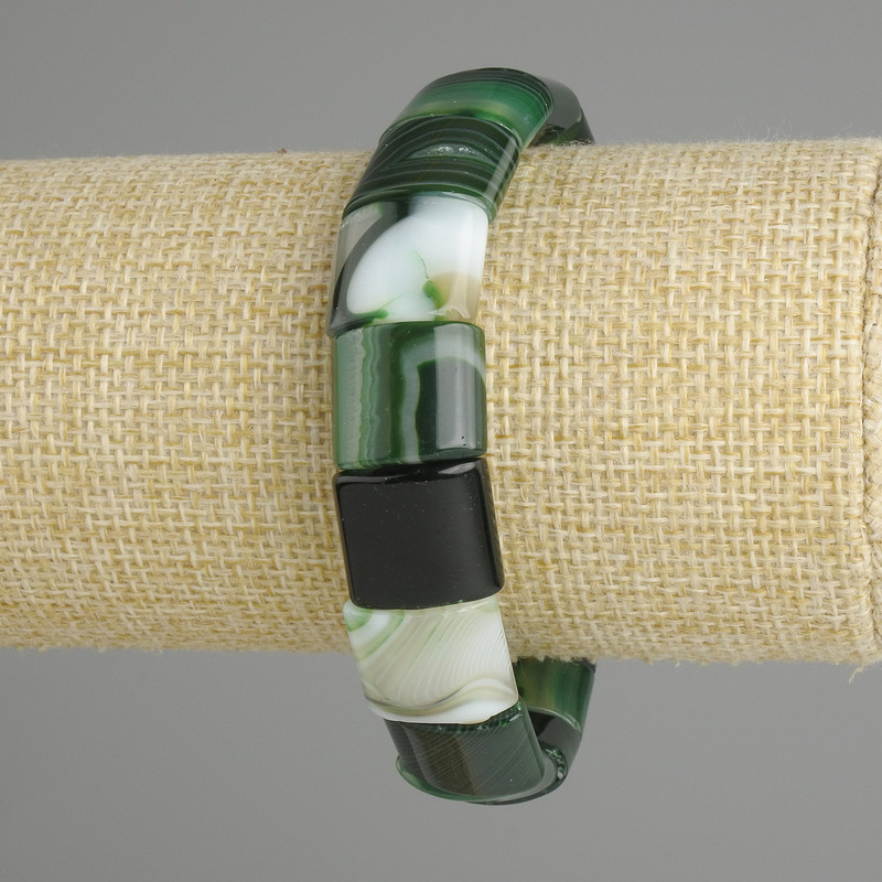 Agate Bead Bracelet Smooth Link, 15×13mm+-, 18cm+-, Stretch