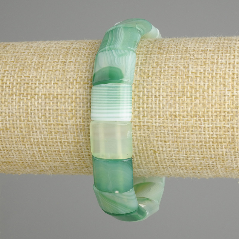 Agate Bead Bracelet smooth link, diameter 15x13mm±, length 18cm± stretch