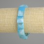Blue Agate Bracelet, Faceted Square Beads, 12×12 mm, stretchy, 18 cm