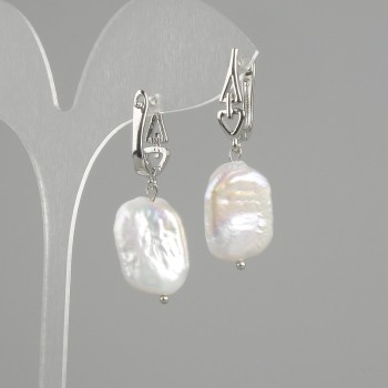 Baroque Pearl Earrings 18×15mm ±, length 40mm ±