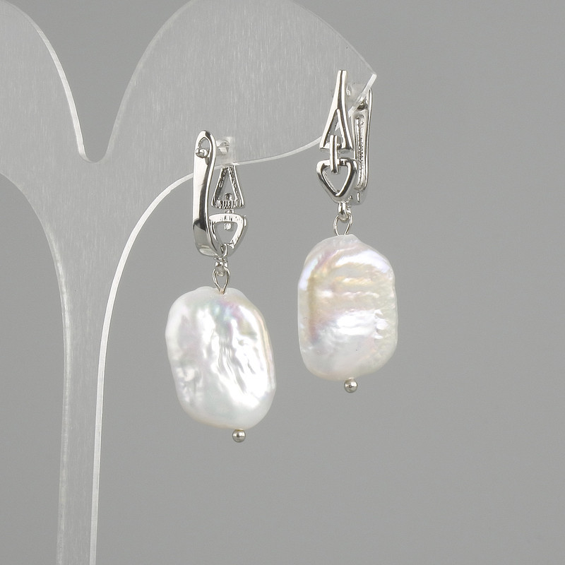 Baroque Pearl Earrings 18×15mm ±, length 40mm ±