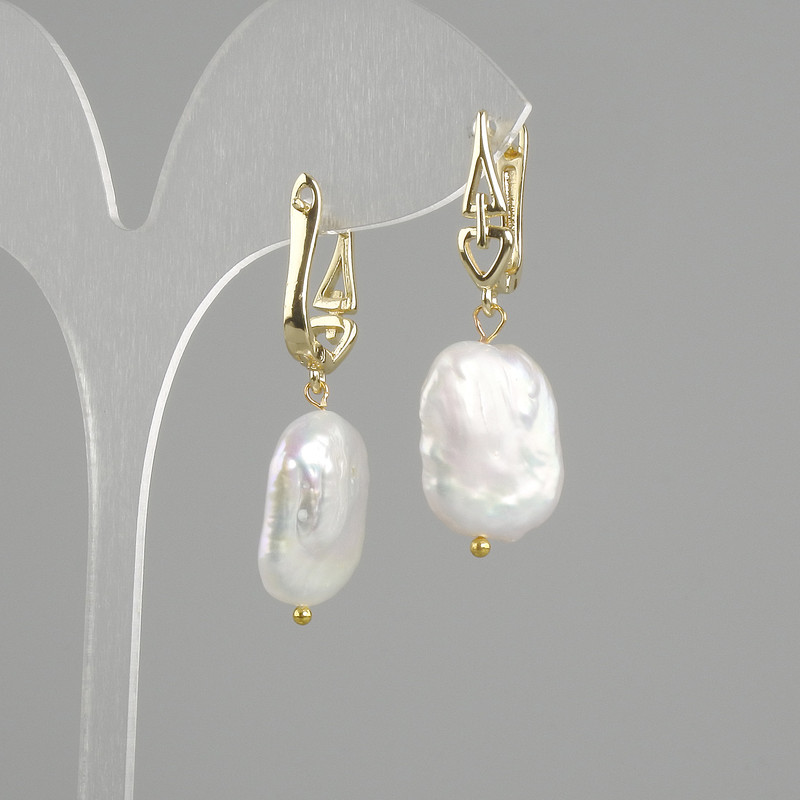 Baroque Pearl Earrings 18x15mm±, length 40mm±