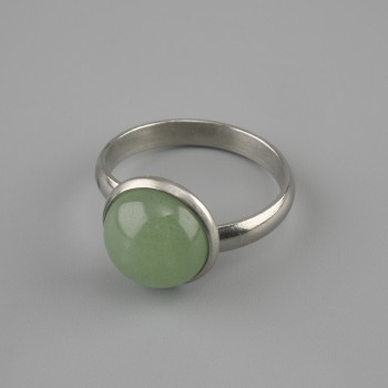 Ring Nefrite 12mm±, silver coloured metal